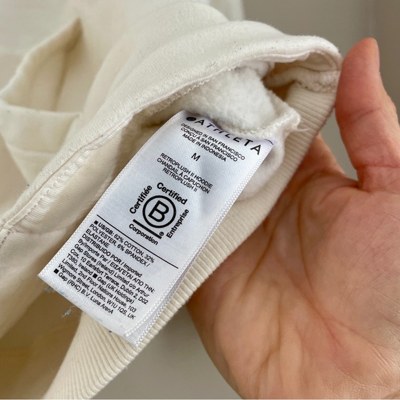 Athleta Retroplush II Hoodie Hooded Sweatshirt Creamy Ivory Medium - Picture 14 of 15